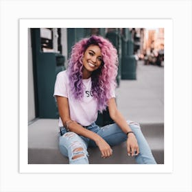 Girl With Purple ombré Hair Art Print