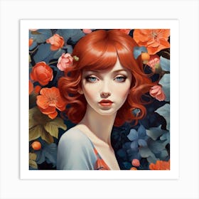 Girl With Red Hair Art Print