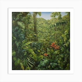 Oil Painted Realistic Mural Of Green Tropical Rain (1) Art Print