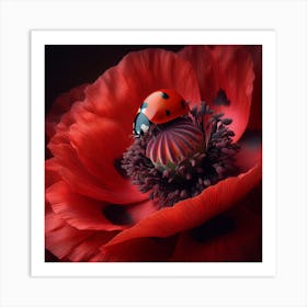 Red Poppy and Ladybird  Art Print