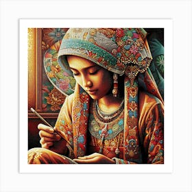 Javanese Lady Holding Pencil Art Print