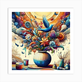 Bird In A Vase Art Print