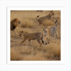 Lions And Tigers Art Print