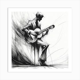 Man Playing A Guitar Art Print