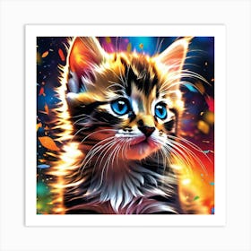 Kitten With Blue Eyes Art Print