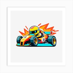 Cartoon Racing Car Art Print