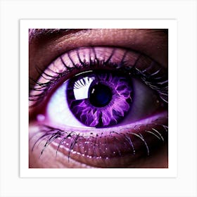 Purple Eye Human Close Up Pupil Iris Vision Gaze Look Stare Sight Close Macro Detailed (2) Art Print