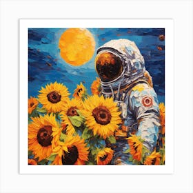 Astronaut In Sunflowers Art Print