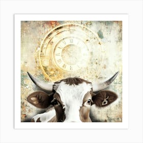 Cow Narure Illustration Art 01 Art Print