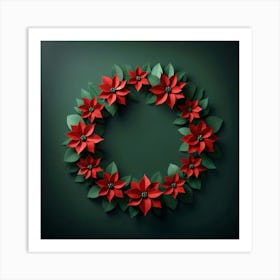 Poinsettia Wreath 1 Art Print