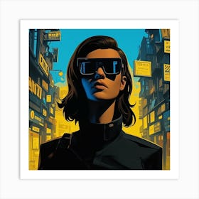 Girl In A Futuristic City Art Print