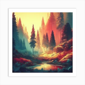 Colorful Treetops Art Print