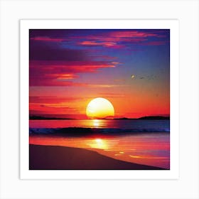 Sunset On The Beach 125 Art Print