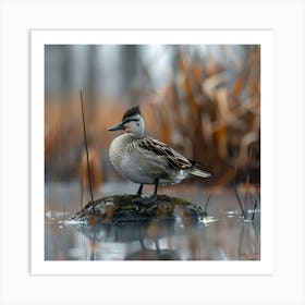 Duck In The Water Art Print