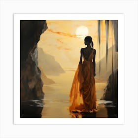 Woman In A Cave Art Print