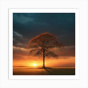 Lone Tree At Sunset 1 Art Print