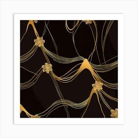 Leonardo Anime Xl An Abstract Design In Golden Tones Featuring 2 (2) Art Print