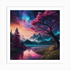 Landscape In The Night Sky Art Print