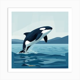 Orca Whale Jumping Art Print