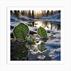 Ivy on Icy Pond Art Print