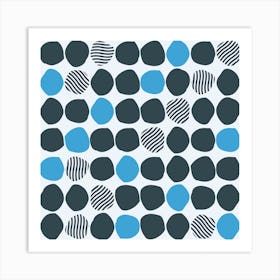 Polka Dot Pattern With Blue Dots On Light Blue Square Art Print