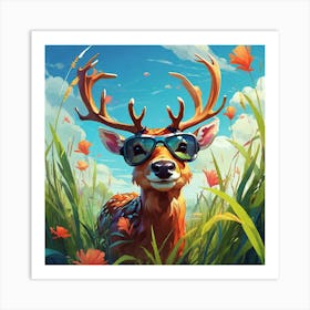 Deer In Sunglasses 6 Art Print