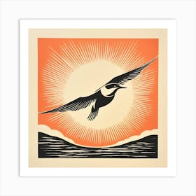 Retro Bird Lithograph Common Tern 1 Art Print