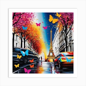 Paris With Butterflies 9 Art Print