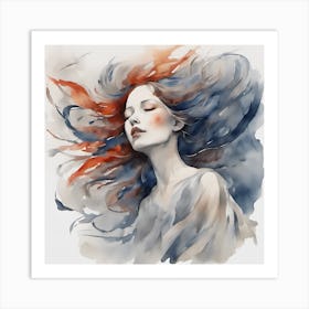 Watercolor Of A Woman Art Print