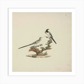 Two Birds Perched On A Branch 1 Art Print