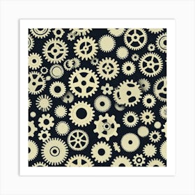 Gears On Black Background 3 Art Print