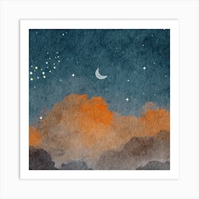 Watercolor Night Sky Art Print