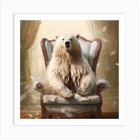 Polar Bear In A Chair Art Print