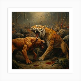 Tiger Fight 2 Art Print