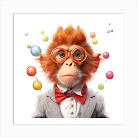 Monkey In Glasses Art Print