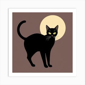 Black Cat With Yellow Eyes Art Print