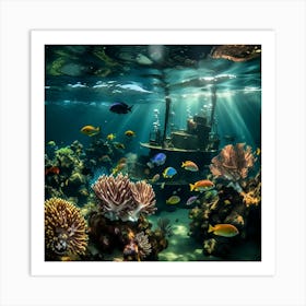 Underwater Scene Of Coral Reefs Art Print