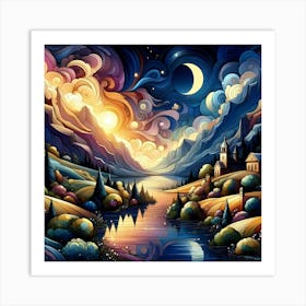 Night Landscape Painting 1 Art Print