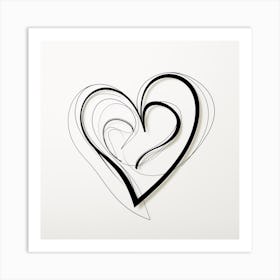 Simple Black Line Swirl Heart Art Print