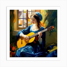 Girl With A Guitar Art Print