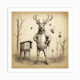 Deer In The Woods 46 Art Print