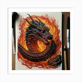 Dragon In Flames 4 Art Print