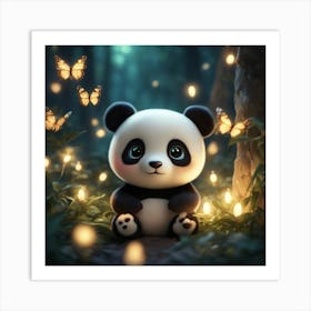 Panda Bear In The Forest Art Print