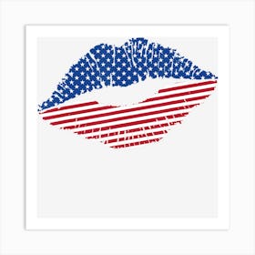 American Flag Lips Independence Day 4th Of Art Print