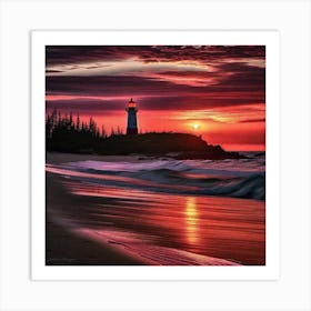 Sunset At The Lighthouse 4 Art Print