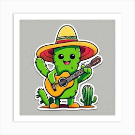 Cactus Playing Guitar 4 Art Print