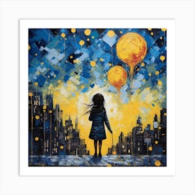 Girl With Balloons Art Print