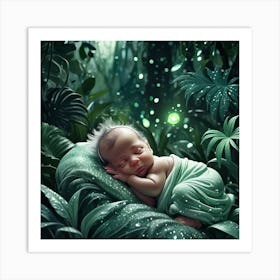 Baby Sleeping In The Jungle Art Print