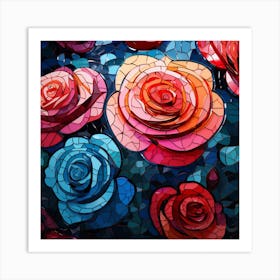 Mosaic Roses Art Print