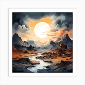 Serene Vistas Abstract Nature Art Art Print